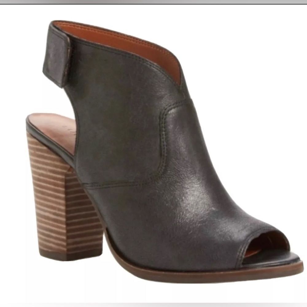 Lucky Brand Sz 9 Lizette Leather Open-Toe Ankle Booties EUC